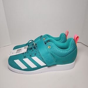 Adidas Men’s Size 7 Powerlift 5 Weightlifting Shoes Teal Pink White New